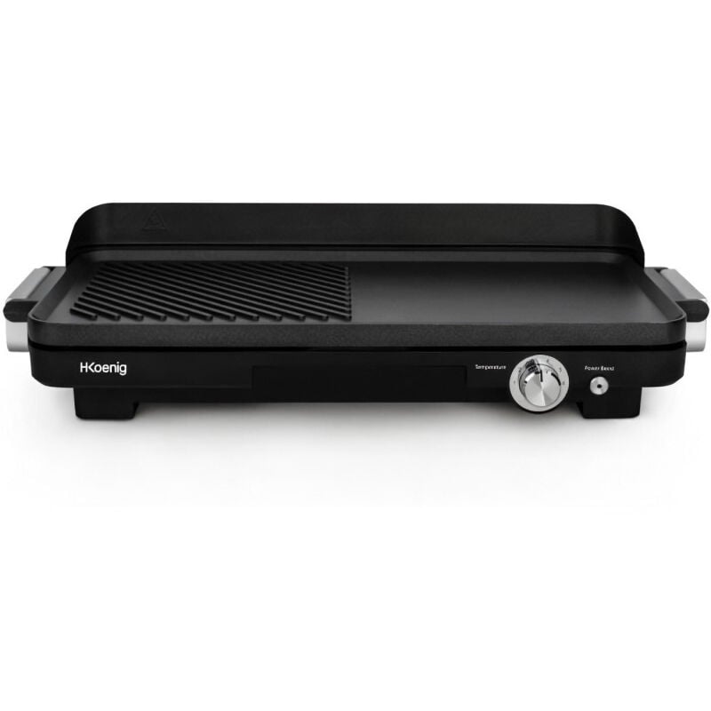 GRX330 - Plancha double zones - 50x25cm - 1800W - Revetement anti-adhésif - Fonction turbo zone grill - Thermostat ajus - Hkoenig