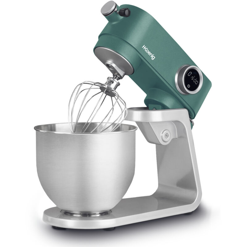 HKoenig KM128 Professioneller Küchenmixer, 800 W, 5 l Fassungsvermögen, 8 Geschwindigkeiten, Bis zu 1,5 kg Teig, Kipp- und beweglicher Kopf, Pizza,