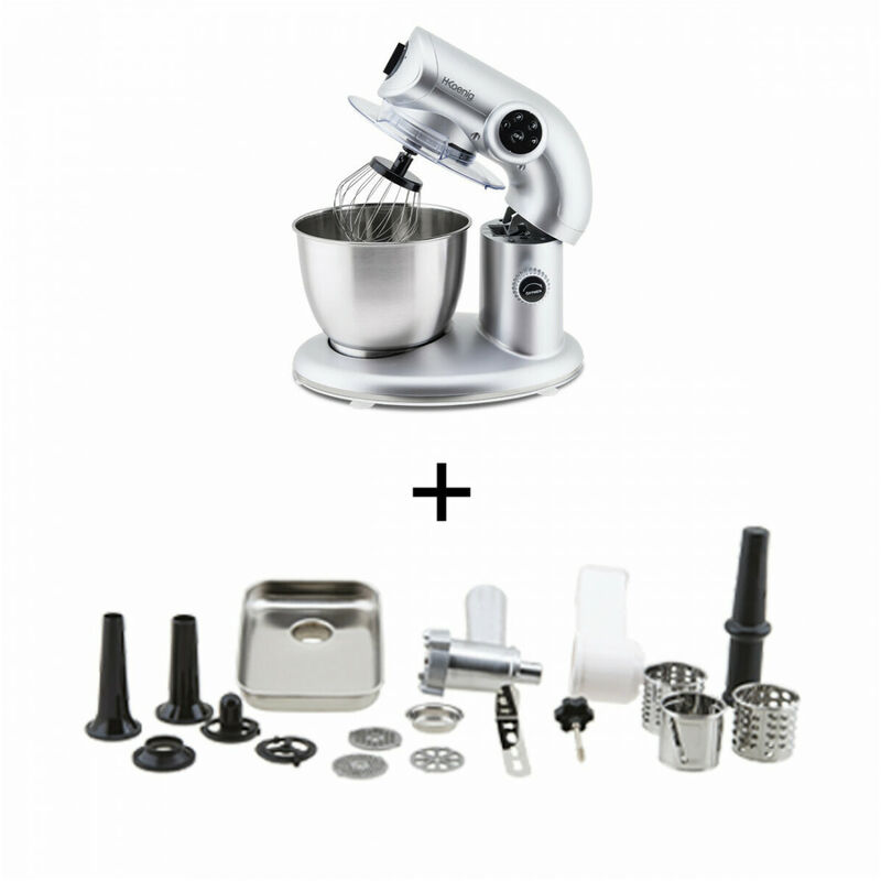 KM80 S SILVER + AC8 : ROBOT PETRIN 1000W+ ACCESSOIRES OPTIONNELS - H.koenig