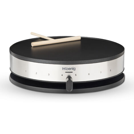 HKoenig Krep29 Crepera Eléctrica 1300W, 33 cm de Diámetro, Ideal para Creps y Tortitas
