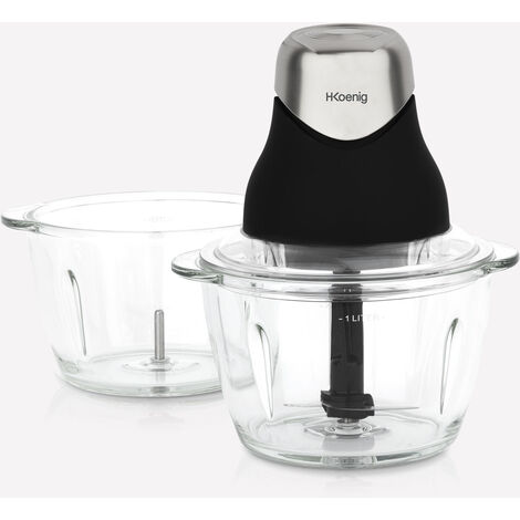 HKoenig - Mini picadora eléctrica con 2 bowls, 320 W, 1 litro. - Ref. LEO9