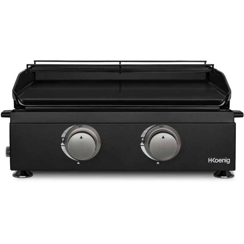 H.KOENIG PLX1022 - Plancha 2 brûleurs U noire fonte émaillée