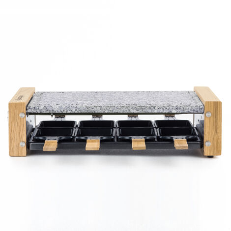 HKoenig WOD8 - Raclette 8 personas 2 en 1, plancha con piedra natural, 1200 W