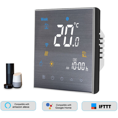 HL-3000L-GBLW WiFi termostato inteligente para calefaccion electrica Controlador de temperatura digital, compatible con Amazon Eco / Google Inicio / Tmall Genie / IFTTT 16A AC 95-240V, Negro
