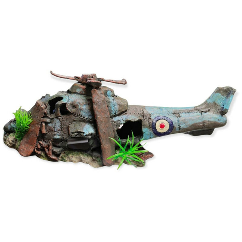 Hélicoptère azur, 38.5 x 13 x 15 cm, décoration aquarium. Animallparadise