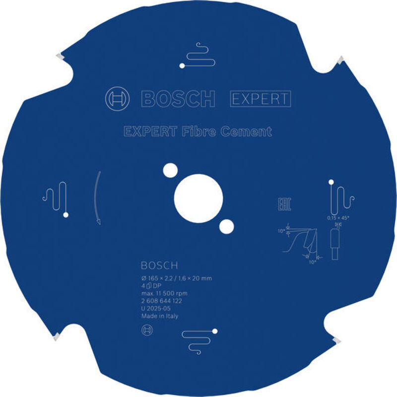Bosch Circular saw blades EXPERT Fibre Cement Circular Saw Blade, 165 x 2.2/1.6 x 20 mm, T4 2608644122