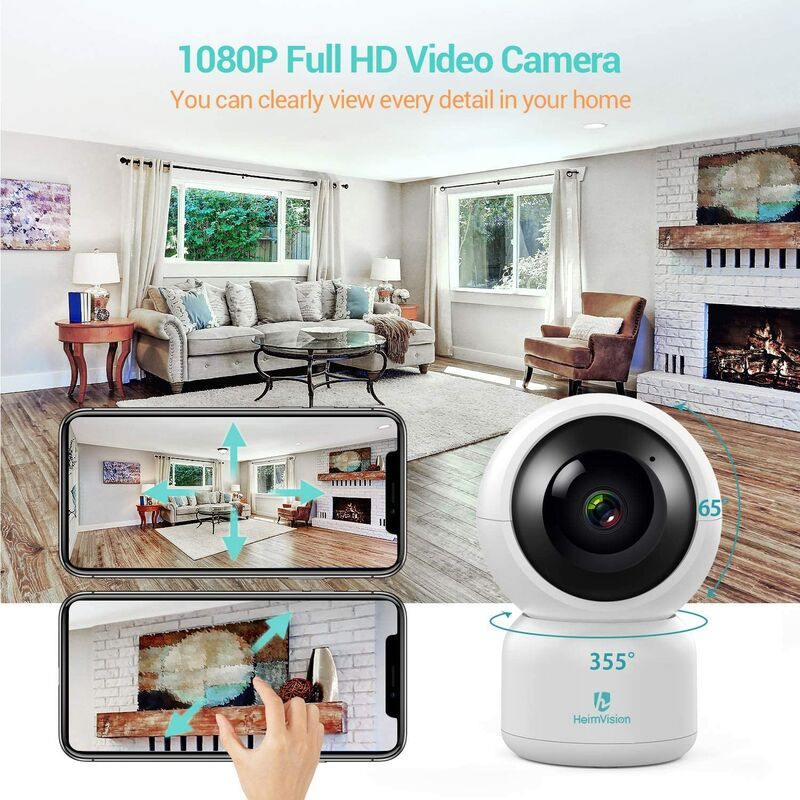 HM203 Security Camera, 1080P Surveillance WiFi Camera with Night Vision/PTZ/Two-Way Audio, 2.4Ghz Wireless Home ip Camera