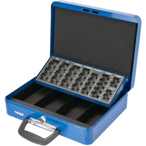 HMF 10016-05 Geldkassette Tragegriff, 30 x 24 x 9 cm, blau