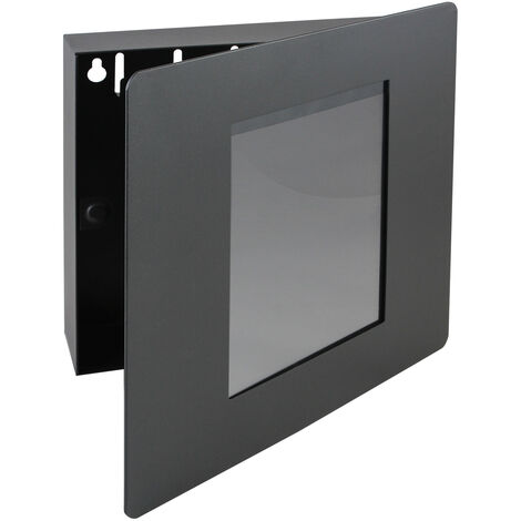 HMF 1050-02 Schlüsselkasten Fotorahmen mit 5 Haken, 22 x 20 x 5 cm, Schwarz