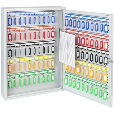 HMF 135100-07 Schlüsselschrank 100 Haken, 55 x 38 x 8 cm, Schlüsselschrank, Schlüsselbox, lichtgrau