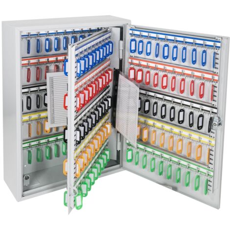 HMF 135200-07 Schlüsselschrank 200 Haken, 55 x 38 x 14 cm, Schlüsselkästen, Schlüsselbox, lichtgrau