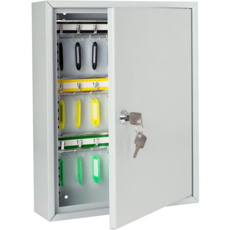 HMF 13542-07 Schlüsselschrank 42 Haken, 35 x 27 x 8 cm, Lichtgrau