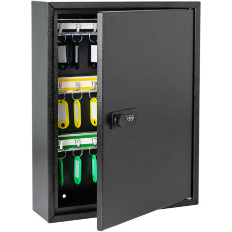 HMF 13642-02 Schlüsselschrank mit Zahlencode, Schlüsselkasten groß, 42 Haken, 35 x 27 x 8 cm, Schwarz