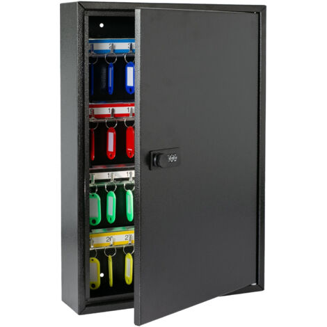 HMF 13664-02 Schlüsselschrank mit Zahlencode, Schlüsselkasten groß, 64 Haken, 45 x 30 x 8 cm, Schwarz