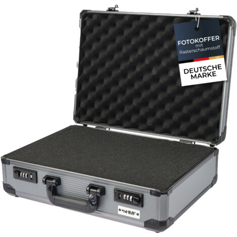HMF 14402-02 Alu Fotokoffer mit Rasterschaumstoff, Universalkoffer, Transportkoffer, 46 x 15 x 33 cm