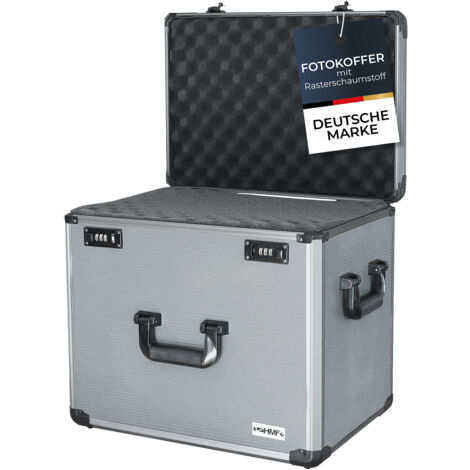 HMF 14422-02 Alu Fotokoffer mit Rasterschaumstoff, Universalkoffer, Transportkoffer, 46 x 41 x 33 cm