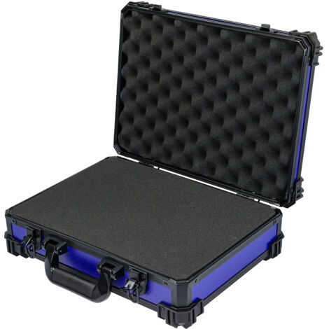 HMF 15502-05 Transportkoffer mit Rasterschaumstoff, Universalkoffer, 39 x 29 x 12 cm, Blau