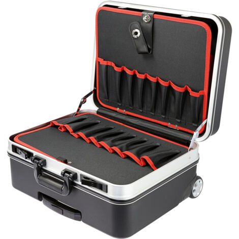 HMF 15602-02 Werkzeugtrolley leer, Werkzeugkoffer aus ABS-Kunststoff mit Rollen, 47 x 40 x 24,5 cm