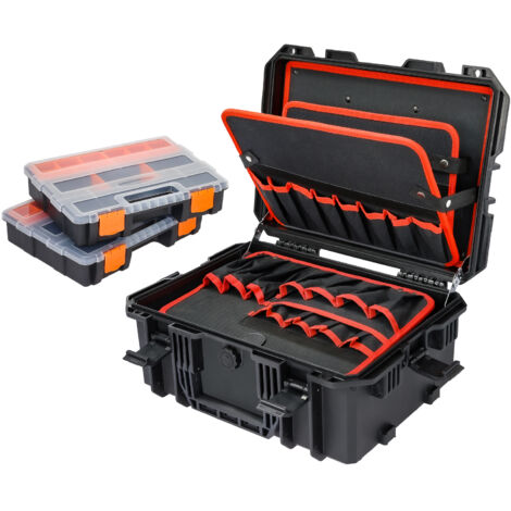 HMF 15603-02 Outdoor Werkzeugkoffer leer, Werkzeugkasten groß, 46,5 x 36 x 20,5 cm