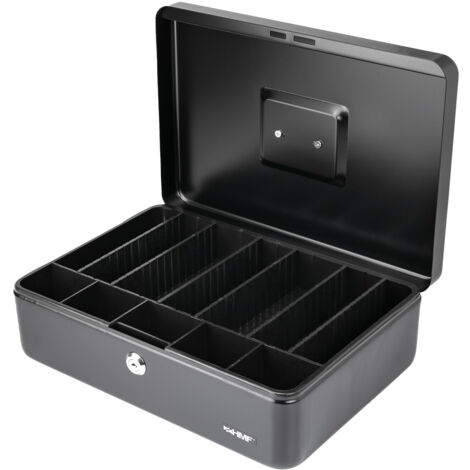 HMF 22036-02 Geldkassette individuelle Facheinteilung, 36 x 25 x 11 cm, Schwarz