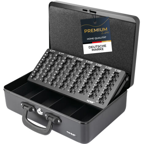 HMF 22037 Geldkassette 2 Tragegriffe, 36 x 25 x 11 cm schwarz