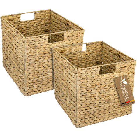HMF 37240-S2 Aufbewahrungskorb geflochten aus Wasserhyazinthe, 2er Set, passend für Kallax