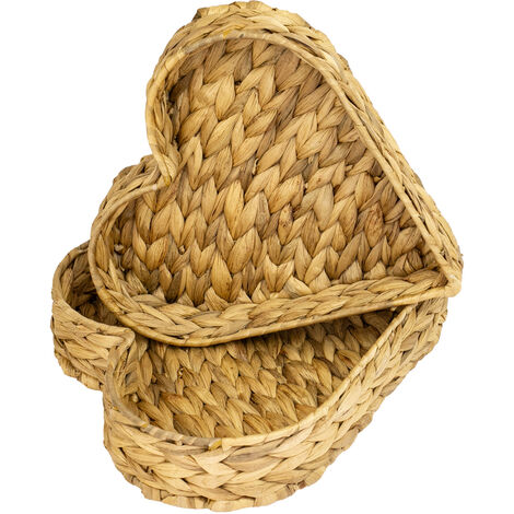 HMF 37265-S2 Deko Tablett geflochten aus Wasserhyazinthe, herzförmig, 2er Set