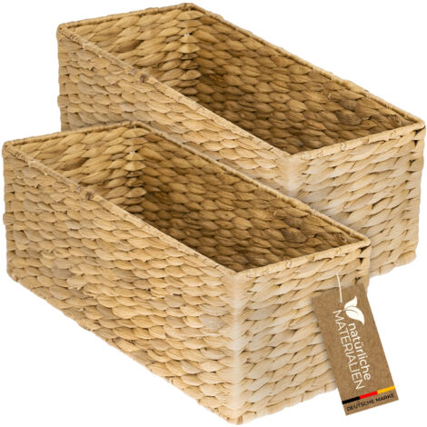 HMF 37270-S2 Aufbewahrungskorb Badezimmer, Korb geflochten aus Wasserhyazinthe Seegras, 2er Set, 38 x 15 x 14 cm