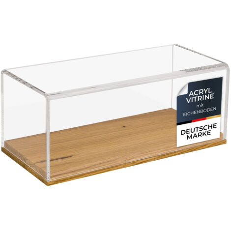 HMF 46872 Acryl Vitrine mit Holzsockel für Modellautos, 27 x 12 x 11 cm