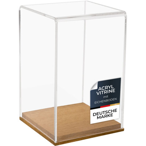 HMF 46881 Acryl Vitrine mit Holzsockel für Figuren, 14 x 14 x 22 cm
