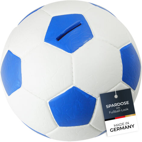 HMF 4790-05 Spardose Fußball Lederoptik 15 cm Durchmesser, blau weiß
