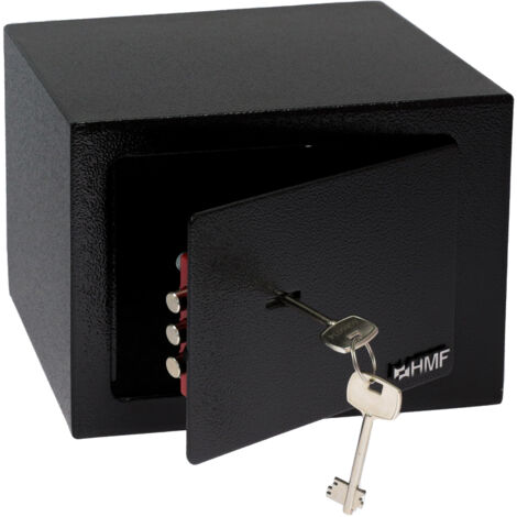 HMF 49216 Möbeltresor Doppelbartschloss Safe klein, 23 x 17 x 17 cm, Schwarz