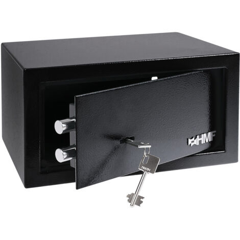 HMF 49217-02 Safe Tresor mit Schlüssel, Möbeltresor, 31 x 17 x 25 cm, Schwarz