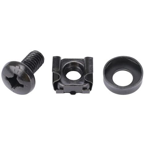 HMF 61012 Käfigmuttern Serverschrank, Kastenmuttern, 12er Set, schwarz