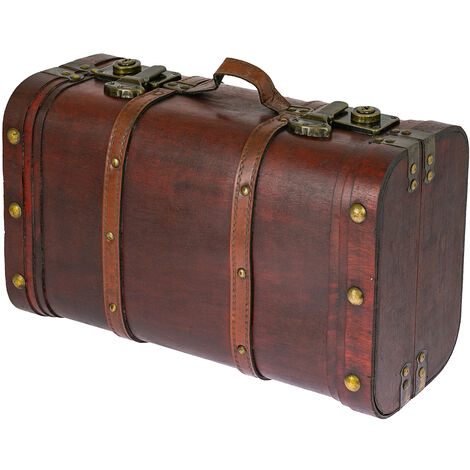 HMF 6412-140 Schatztruhe Schatzkiste Holzkiste Vintage Koffer Peru, 40 x 23,5 x 16,5 cm