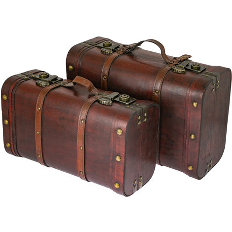 HMF 6412700 Schatztruhe Schatzkiste Holzkiste Vintage Koffer Peru, 2er Set
