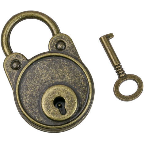 HMF 6490 Vintage Deko Vorhängeschloss mit Schlüssel, Bronze