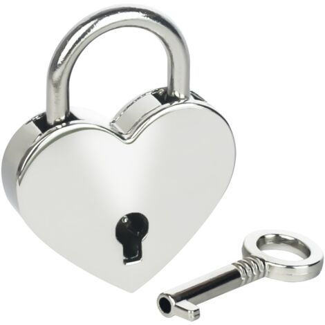 HMF 6493 Mini Deko Vorhängeschloss mit Schlüssel in Herzform, Silber