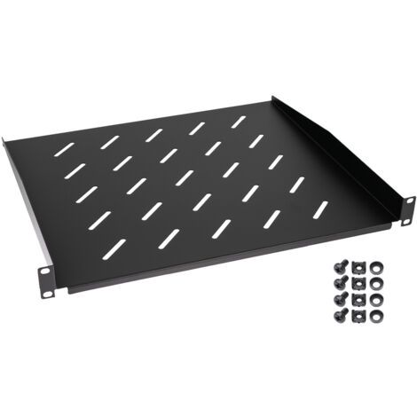 HMF 65499 Fachboden für Serverschrank, 19 Zoll, 1 HE, 48,3 x 40 x 4,5 cm, Schwarz