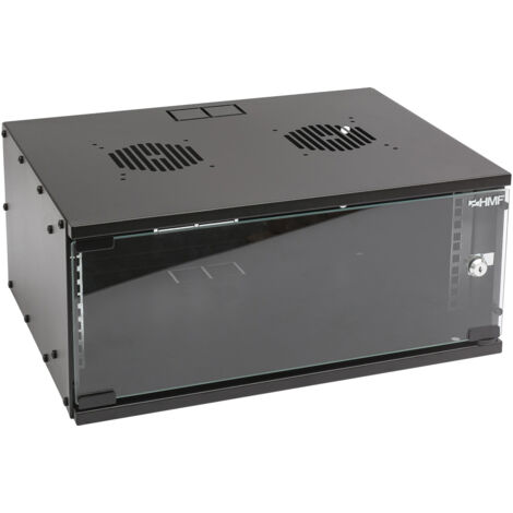 HMF 65704-02 Serverschrank 19 Zoll, 4 HE, Netzwerkschrank, unmontiert, 51 x 40 x 22,5 cm, Schwarz