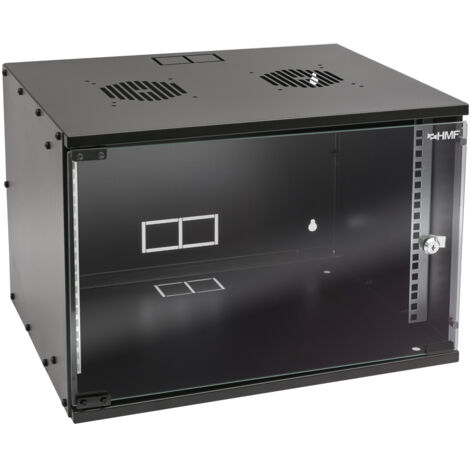 HMF 65707-02 Serverschrank 19 Zoll, 7 HE, Netzwerkschrank, unmontiert, 51 x 40 x 36 cm, Schwarz