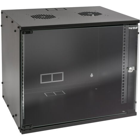 HMF 65709-02 Serverschrank 19 Zoll, 9 HE, Netzwerkschrank, unmontiert, 51 x 40 x 45 cm, Schwarz