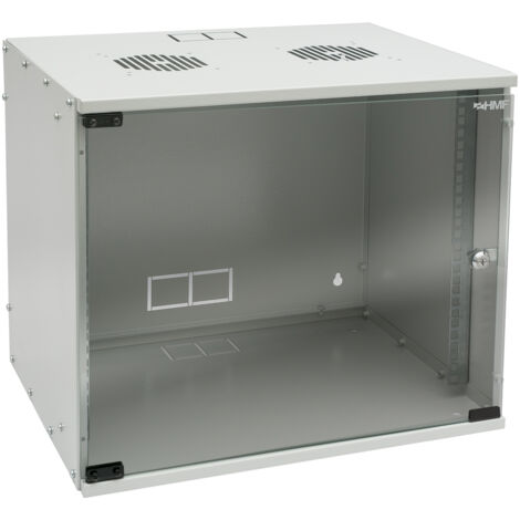 HMF 65709-07 Serverschrank 19 Zoll, 9 HE, Netzwerkschrank, unmontiert, 51 x 40 x 45 cm, Lichtgrau