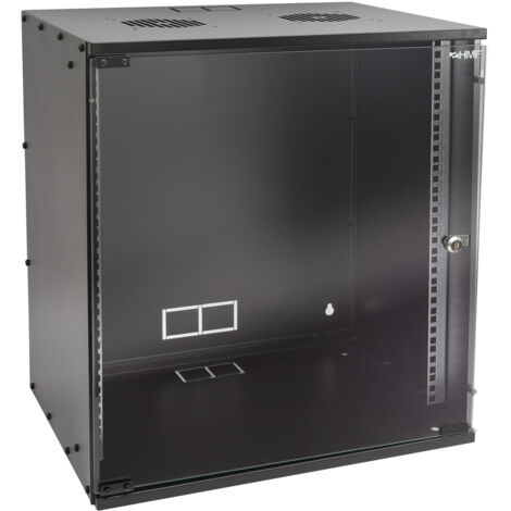 HMF 65712-02 Serverschrank 19 Zoll, 12 HE, Netzwerkschrank, unmontiert, 51 x 40 x 58 cm, Schwarz