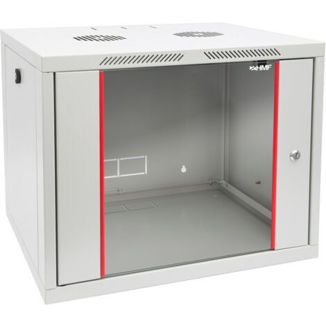 HMF 66409-07 Serverschrank 19 Zoll, 9 HE, Netzwerkschrank, 55 x 45 x 46 cm, Lichtgrau