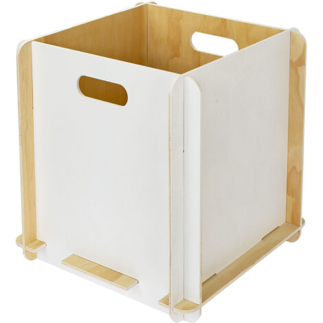HMF Aufbewahrungsbox aus Holz zum Zusammenstecken, passend für Kallax, 32 x 32 x 32 cm, Weiß