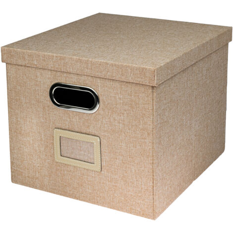 HMF Aufbewahrungsbox mit Deckel DIN A4 Hängeregister passend für Kallax Regal, Beige