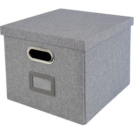 HMF Aufbewahrungsbox mit Deckel DIN A4 Hängeregister passend für Kallax Regal, Grau