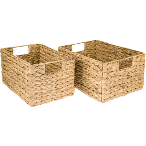 HMF Aufbewahrungskorb, faltbarer Korb geflochten aus Wasserhyazinthe Seegras, 2er Set, Größe M + L