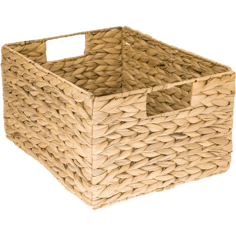 HMF Aufbewahrungskorb, faltbarer Korb geflochten aus Wasserhyazinthe Seegras, Größe L, 36 x 28 x 20 cm